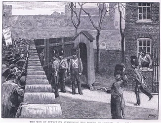 Der Mob der Spenceaner ruft den Tower of London auf, 1816